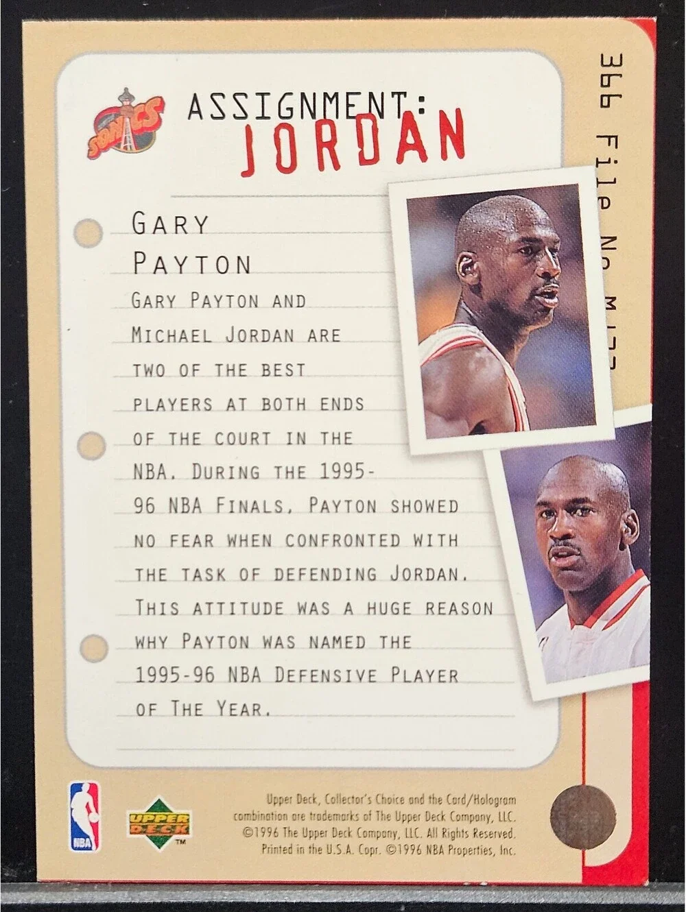 1996 Upper Deck Collector's Choice Michael Jordan File MJ.23